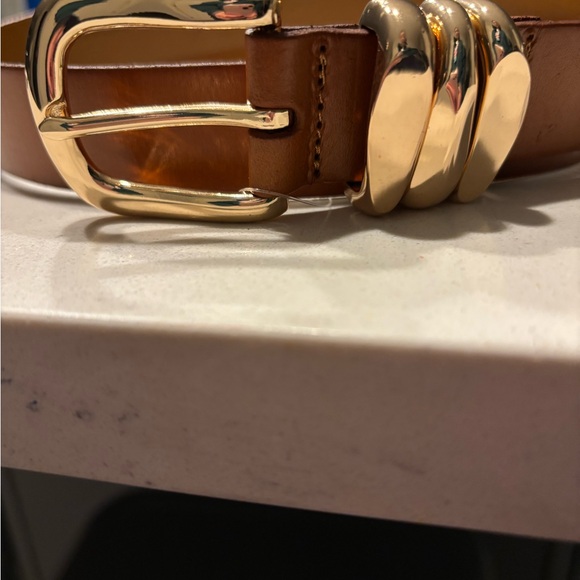 Antropologie Structured Keeper Belt NWOT brown and gold - Picture 7 of 9